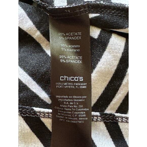 TRAVLERS by Chico Black White Geometric Print Business Office Casual Top Sz 3 - Picture 8 of 12